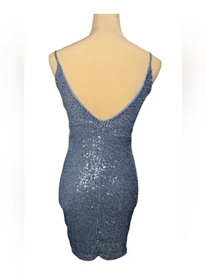 Emerald Sundae Blue Sequin Mini Dress Sz S thumbnail 4