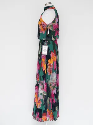XSCAPE - Gia Floral Print Pleated Chiffon Halter Maxi Dress thumbnail 6