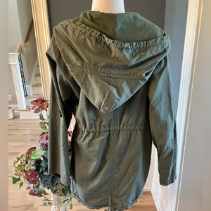 Ellison Olive Green Lightweight Utility Jacket Hooded Womens Medium thumbnail 4
