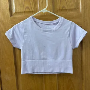 Offline by Aerie Sidewalk Seamless Cropped T-Shirt Lilac Purple Size Small thumbnail 1