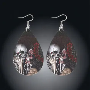 Gorgeous Kiss Skeleton Print Teardrop Dangle Earrings‎ - Gothic Retro Style thumbnail 7
