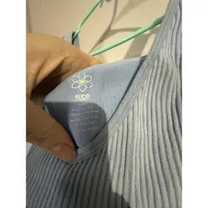 Aura Ribbed Stretch‎ XL/XXL Cropped Tank Top for Yoga Workout Blue thumbnail 4