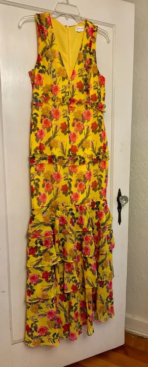 Lovers + Friends Yellow Floral Ruffle Maxi Dress thumbnail 1