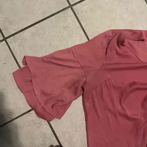 Lane Bryant silky pink v-neck flowy bell sleeve blouse thumbnail 6