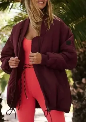 Free People | Oversized Bomber Jacket in Burgundy size Small thumbnail 1