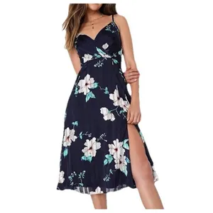 Lulus All About Love Navy Blue White Floral Print Textured Midi Dress Size XL thumbnail 10