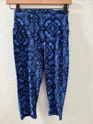 NWT OFFLINE by Aerie Navy & Blue Paisley Real Me Crop Leggings Size Medium thumbnail 5