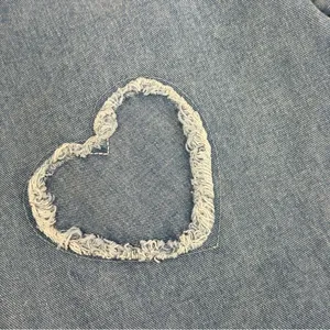 Q&J Jeans Patchwork Hearts Wide Leg High Rise‎ Jeans Large Boho Streetwear thumbnail 5