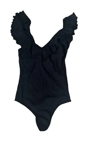 Wilfred Black Ruffled V-Neck Bodysuit Women's XS Casual Dressy thumbnail 1