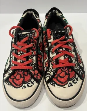 Coach Poppy Barrett Graffiti Floral Sneakers featuring Size 7 thumbnail 1