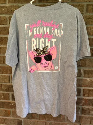 Gray Short Sleeve Graphic Tee with Pink Accent by Gildan Girl thumbnail 2