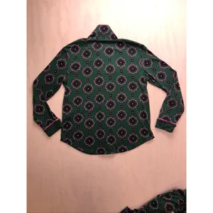 Room Service Pajama Set Women Small Green Pink Geometric Long Sleeve‎ thumbnail 9