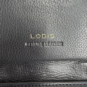 Lodis Ellie Single Zip Wristlet Black Pebbled Leather RFID Gold Hardware Wallet thumbnail 9