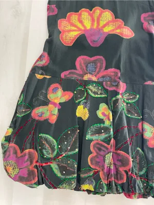 DESIGUAL floral printed funky bubble hem artsy dress embellished with sequins thumbnail 9