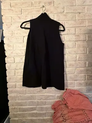 Zara Black Sleeveless Button-Up Vest Tunic with Pocket Details Size S thumbnail 4