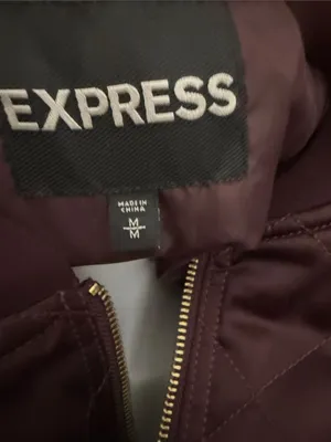 Express Quilted Bomber Jacket in Dark Burgundy - Women's thumbnail 3