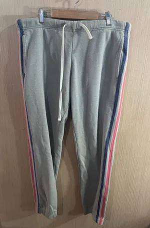 Uniqlo Grey Sweatpants with Pink & Navy Side Stripes Size Large thumbnail 1