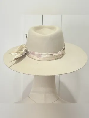 Lovely Bird Montana Fedora Wool Hat Small Cream Feather Boho Chic Western Malibu thumbnail 4