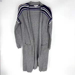 Heartloom‎ Open Cardigan Duster Sweater Grey with Stripes Size Small thumbnail 2