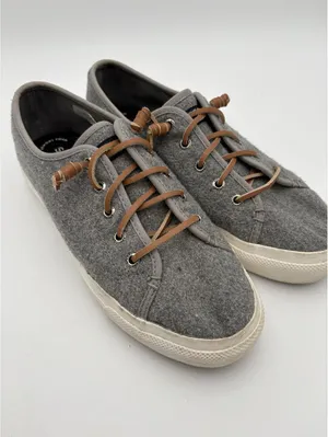 Sperry’s Womans Size 8 Cliffside Gray Wool Platform Sneakers with Brown Laces thumbnail 8