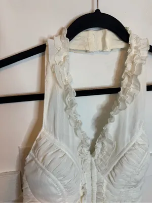 Entry Vintage Y2K Ivory Ruffle Halter Corset Top thumbnail 6