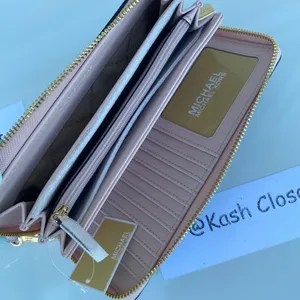 Michael Kors Powder BlushBrown Wristlet Travel Continental Large Wallet thumbnail 4