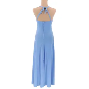 Ryan‎ Keith Vintage 70s Halter Maxi Dress Jacket Womens Size 6 Blue Babydoll Y2K thumbnail 2