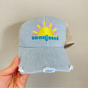 Katydid Sunkissed Embroidered Denim Trucker‎ Hat NWT thumbnail 7