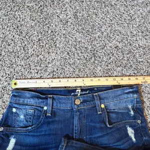 7‎ For All Mankind The Relaxed Skinny Distressed Blue Jeans Size 28 Made in USA thumbnail 5