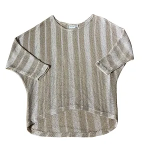 Tailored West Fisherman‎ Womens Minimalist Striped Knit Batwing Sweater Top Sz S thumbnail 2