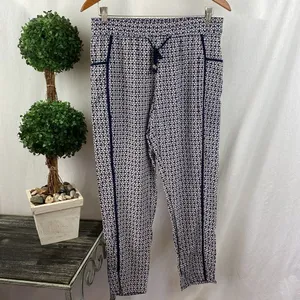Anthropologie Hei Hei Blue White & Red Print Casual Pants M thumbnail 2