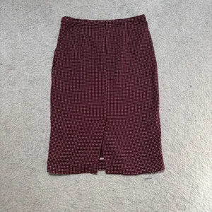 Pure Collection Burgundy and White Grid Patterned Pencil Skirt with Vented Back thumbnail 4