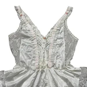 Vintage Tosca Teddy Lingerie White Nylon Pink Ruffle Lace Coquette Sexy Feminine thumbnail 2