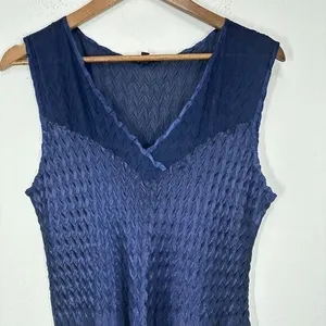 Komarov Navy Blue Women's Size XL‎ Charmeuse & Chiffon Tiered Cocktail Dress thumbnail 8