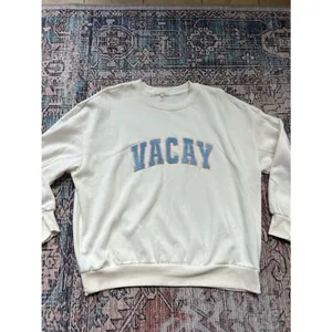 Z Supply Evereve Vacay Sweatshirt Crewneck Pullover Cream White Blue Size Small thumbnail 7