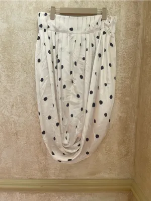 NWT Zara Avant-Garde Polka Dot Bubble Hem Cocoon Skirt White Black Viscose Sz L thumbnail 4