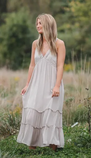 Tan maxi dress thumbnail 1