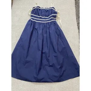 Women's Blue Sleeveless Dress Size L 100% Cotton thumbnail 16