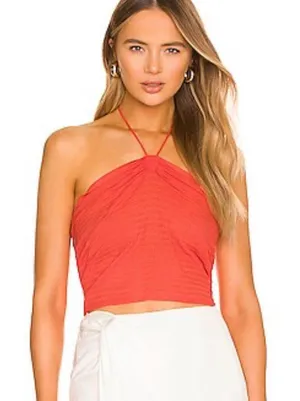 NWT 525 America Revolve Tube Top Cropped Halter Neck Stretch Knit‎ Papaya Small thumbnail 1