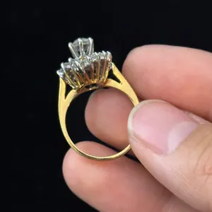 Vintage 18KGE Gold Electroplate Rhinestone Starburst Cluster Cocktail Ring Sz 6 thumbnail 4