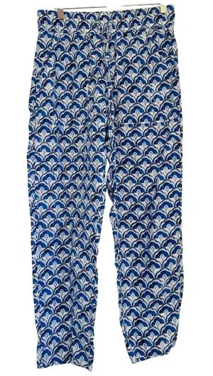 Sigrid Olsen Women Scallop Print 100% Linen Drawstring Barrel Pants Sz S Coastal thumbnail 1