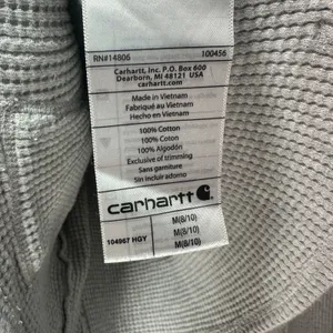 Carhartt Womens M Relaxed Fit Heavyweight Waffle Knit Thermal Hoodie Gray Cotton thumbnail 5