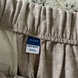 Old Navy Linen Blend Wide Leg Pants Women Large Tan Coastal Minimalist High Rise thumbnail 5