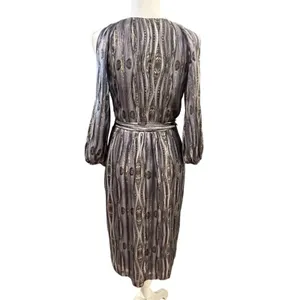 Mark & James by Badgley Mischka Silk Faux Wrap Cocktail Dress Size M Glam 70s thumbnail 4
