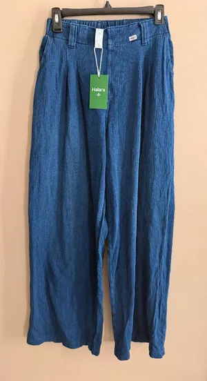 Halara Small pleated Cotton Wide-Leg Pants With Elastic Waistband thumbnail 1
