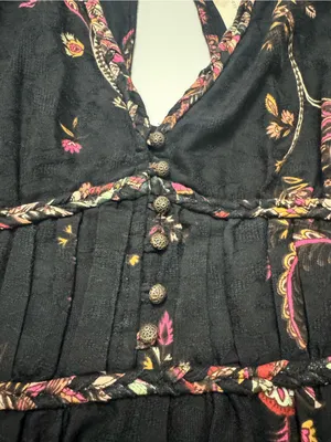 Anthropologie Black Paisley Boho Maxi Dress Floral Tiered thumbnail 13