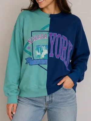 Wild Fable Teal and Blue Graphic Crewneck Sweater small thumbnail 1