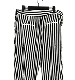 NWT Sans Souci Striped Lightweight Satin Feel Trouser Ankle Pant XL Black White thumbnail 6