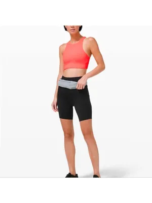 Lululemon Energy Bra High Neck Long Line Rib Med. Support, B–D CupvSunset Sz. 6 thumbnail 2
