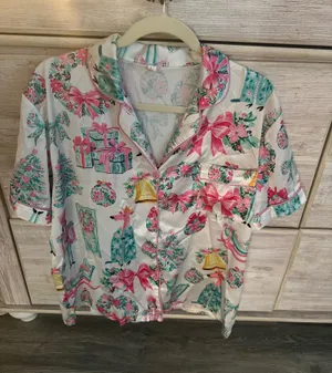 Satin Christmas Pajamas shorts set thumbnail 1